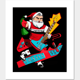 Santa Claus Guitar Posters and Art